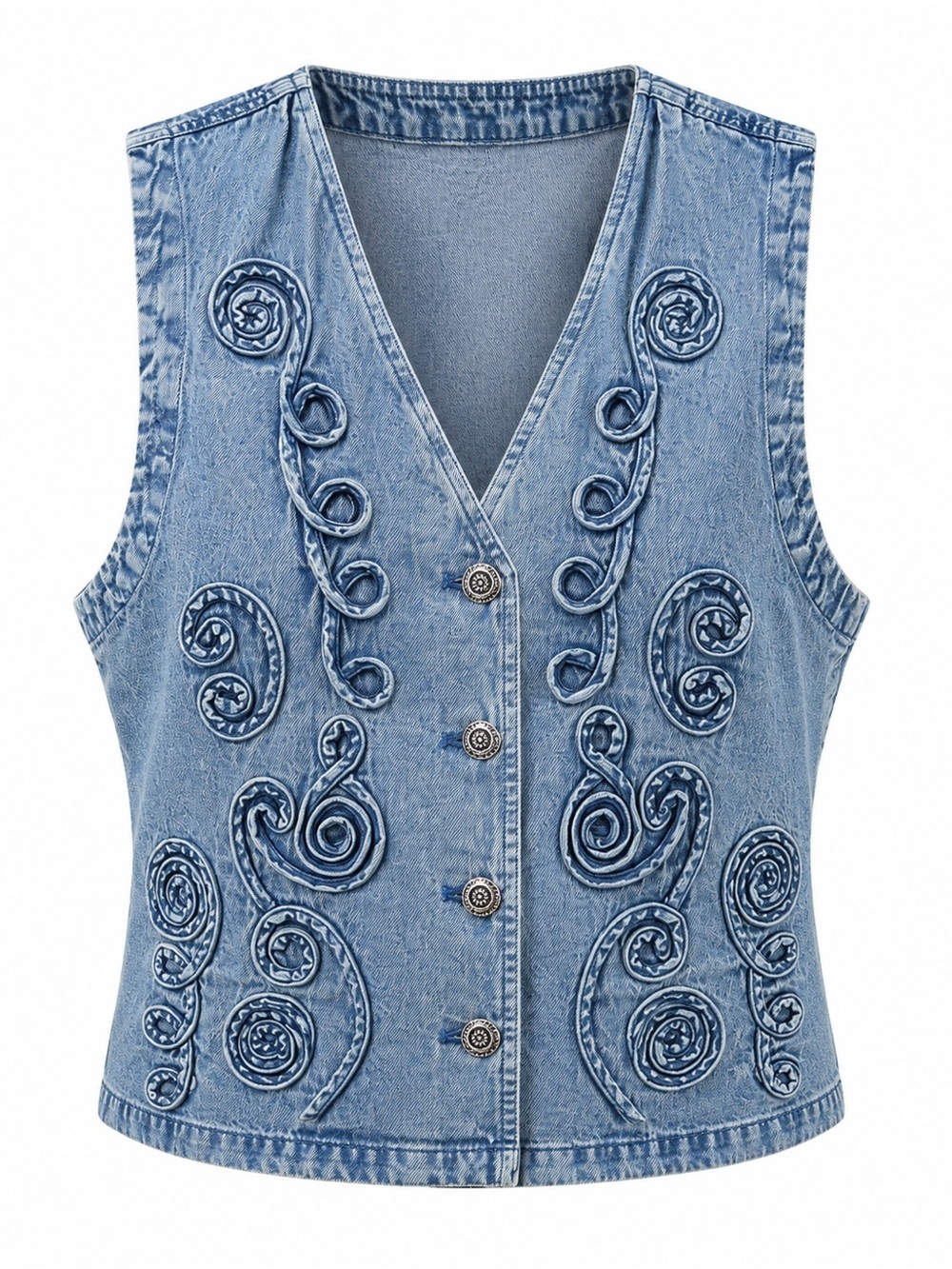 Serengeti Embossed Swirl Denim Vest Size Large